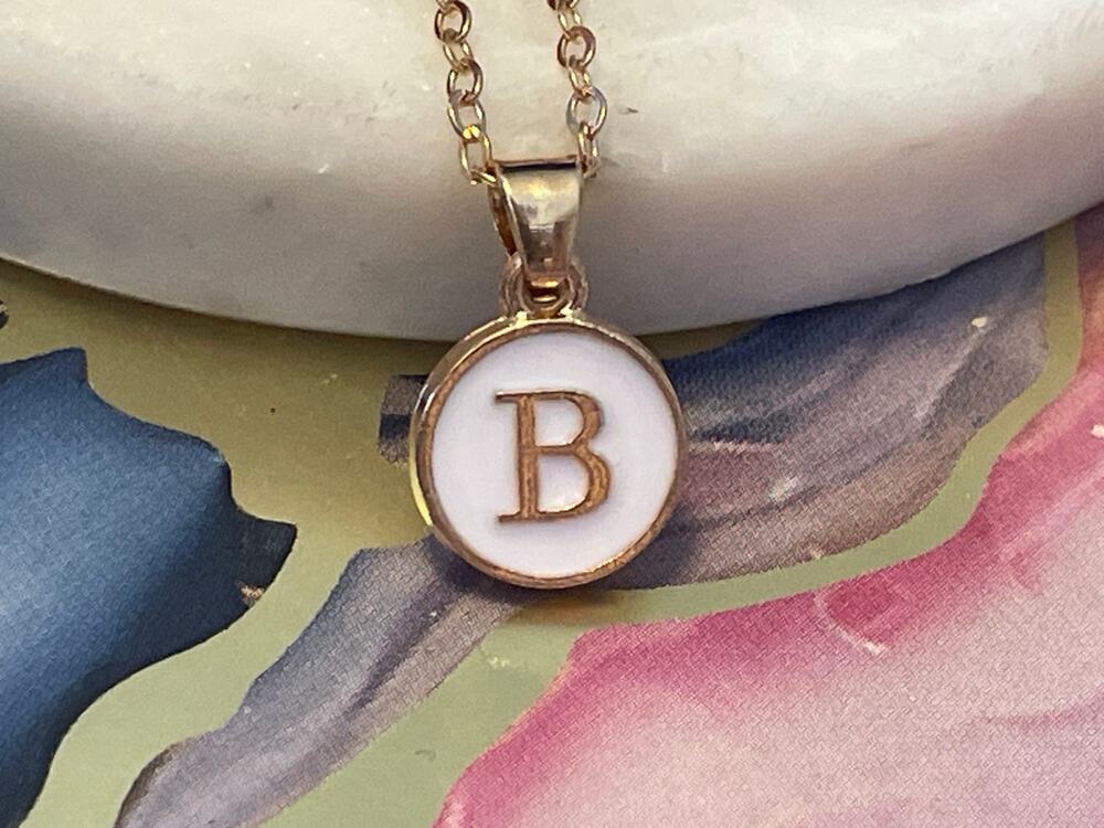 B Letter initial pendant necklace